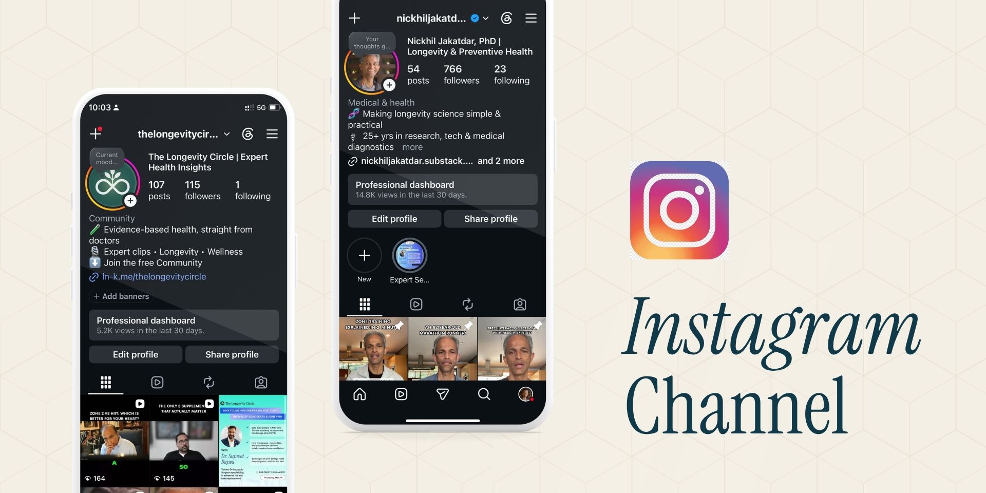 Instagram reels grid — @nickhiljakatdarphd